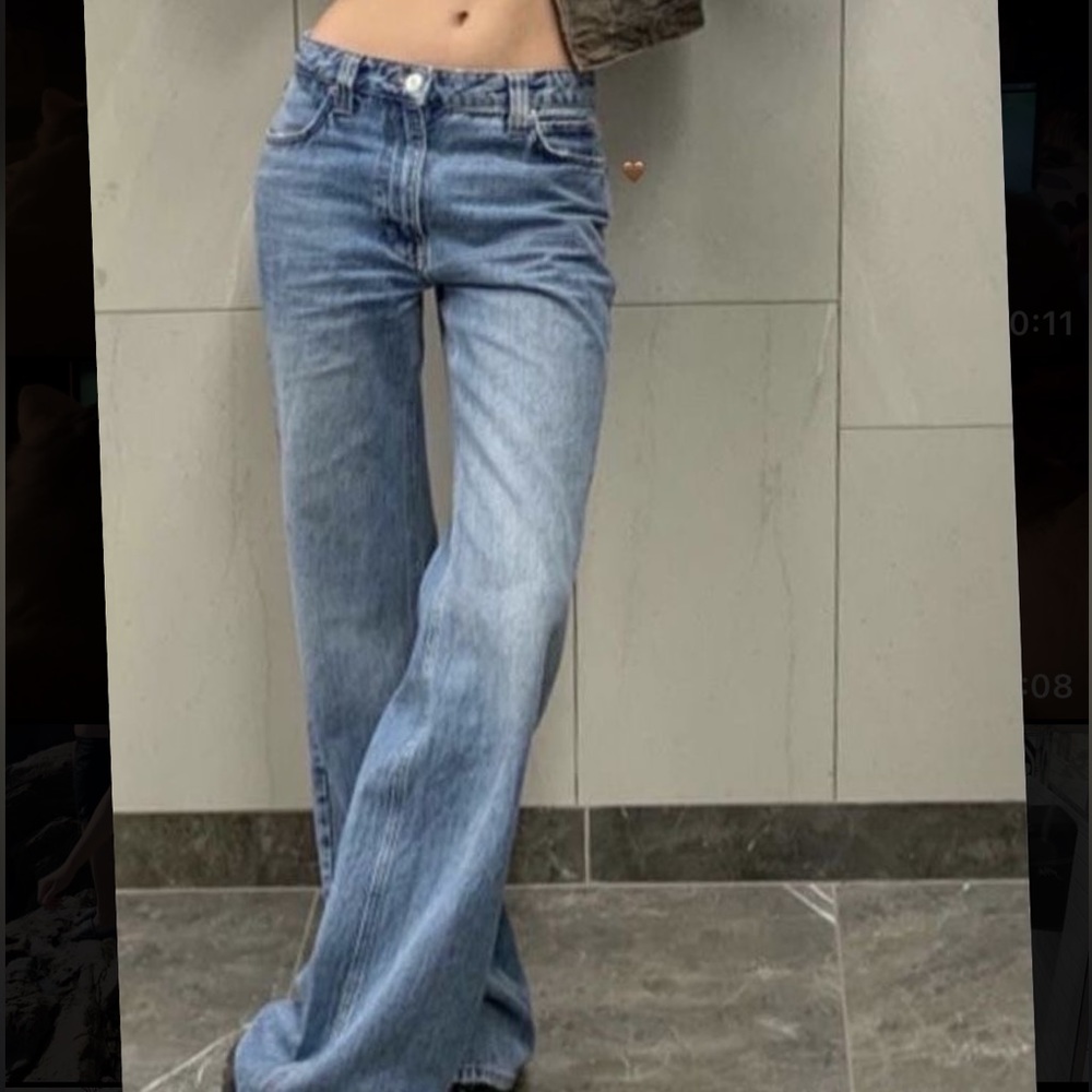 Brandy Melville low rise flare cargo jeans